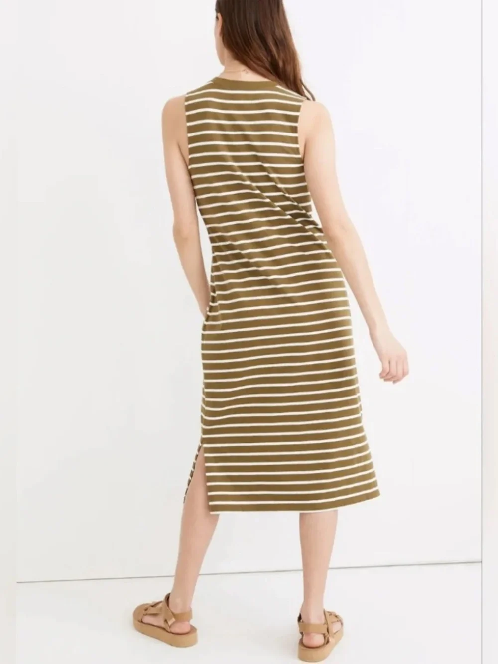Madewell Organic Cotton Crewneck Tank Midi Dress in Stripe - Picture 3 of 5